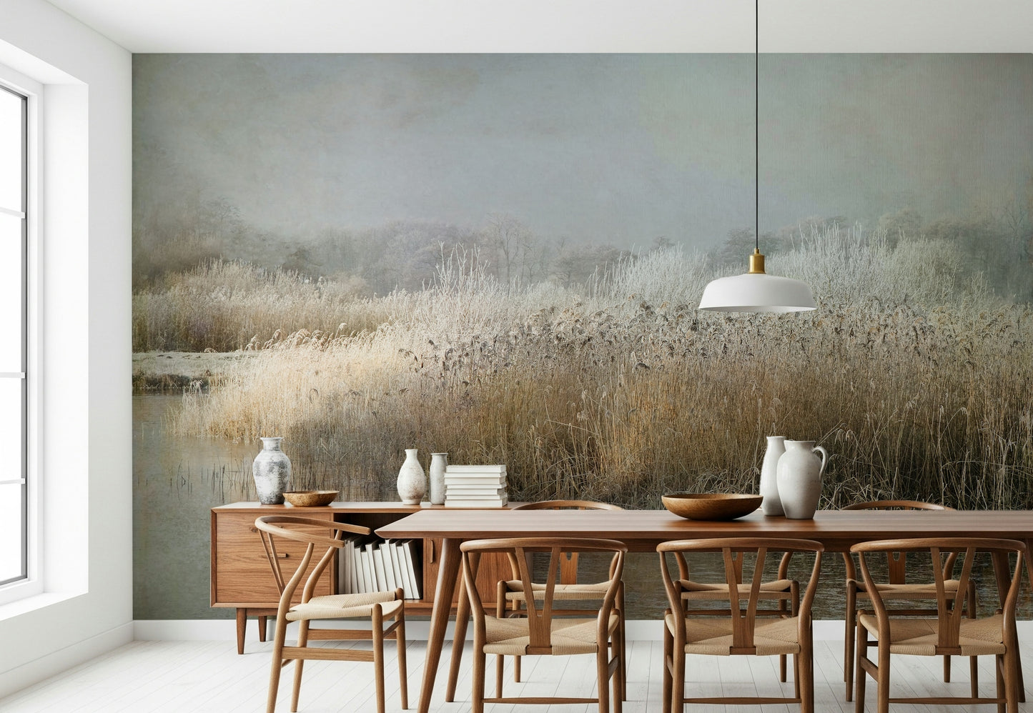 A serene subtle foliage wall mural for your decor.