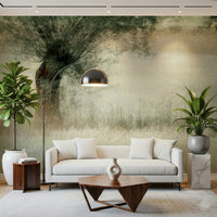 An artistic lush field mural on scenic wallpaper.