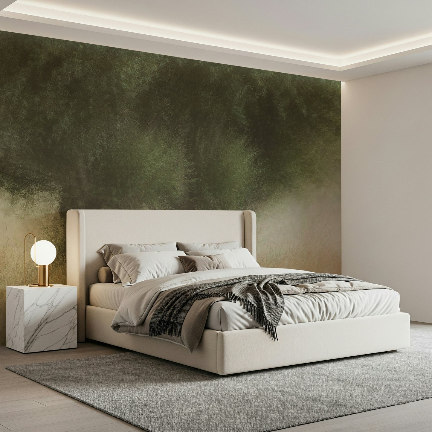 A beautiful wide-angle wall mural of a dreamy wood.