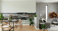 A graceful subtle pattern wall mural in cool, tranquil tones.