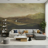 A beautiful wide-angle wall mural of a serene view.