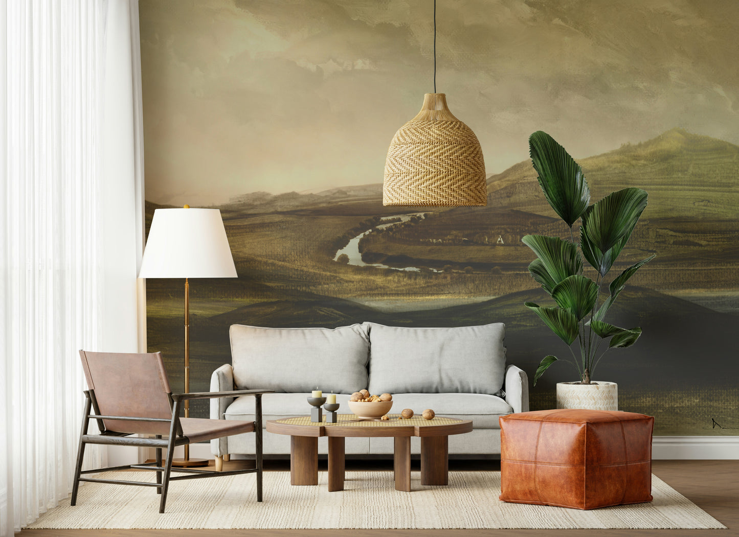 A serene abstract landscape wall mural for your decor.