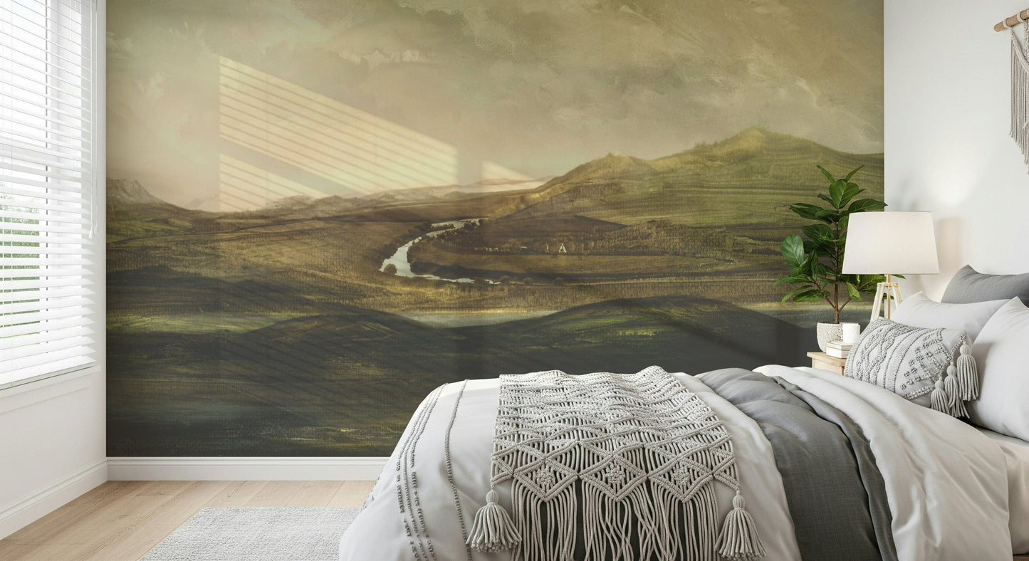 A contemplative gentle design wallpaper mural for a feature wall.