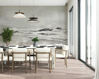 A graceful subtle pattern wall mural in cool, tranquil tones.