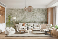 An artistic delicate bloom mural on minimalist wallpaper.