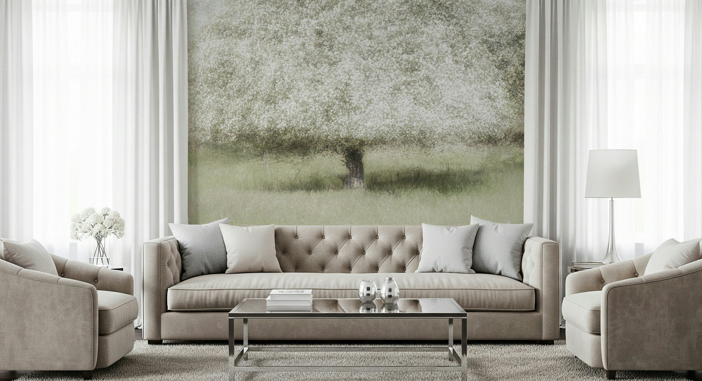 A beautiful modern art wall mural of delicate flowers.