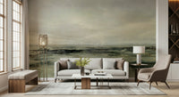 A beautiful abstract ocean wallpaper mural in cool, coastal hues.