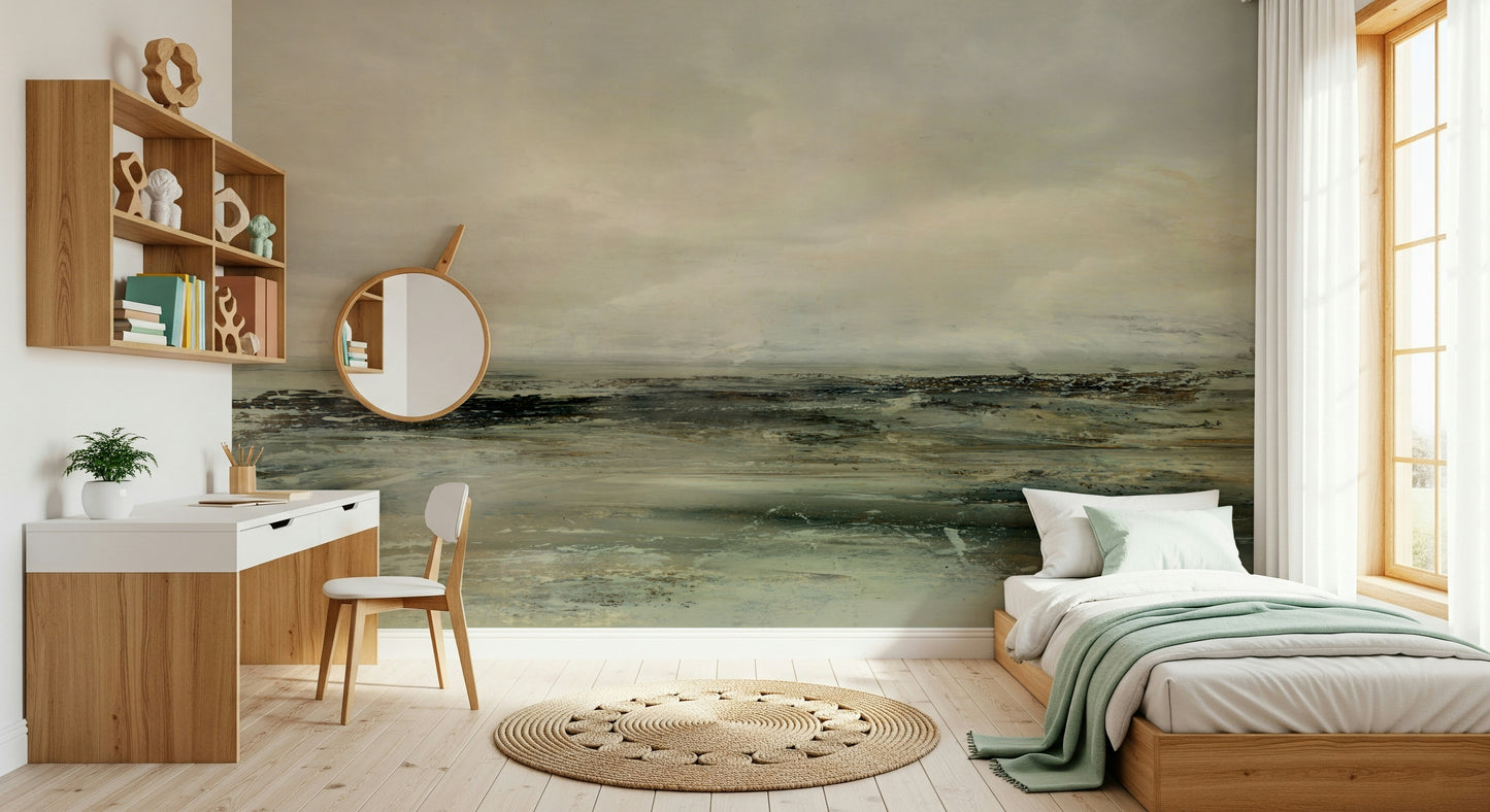 A contemplative gentle wave wallpaper mural for a feature wall.