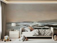 A calming underwater design wallpaper mural that defines a space.
