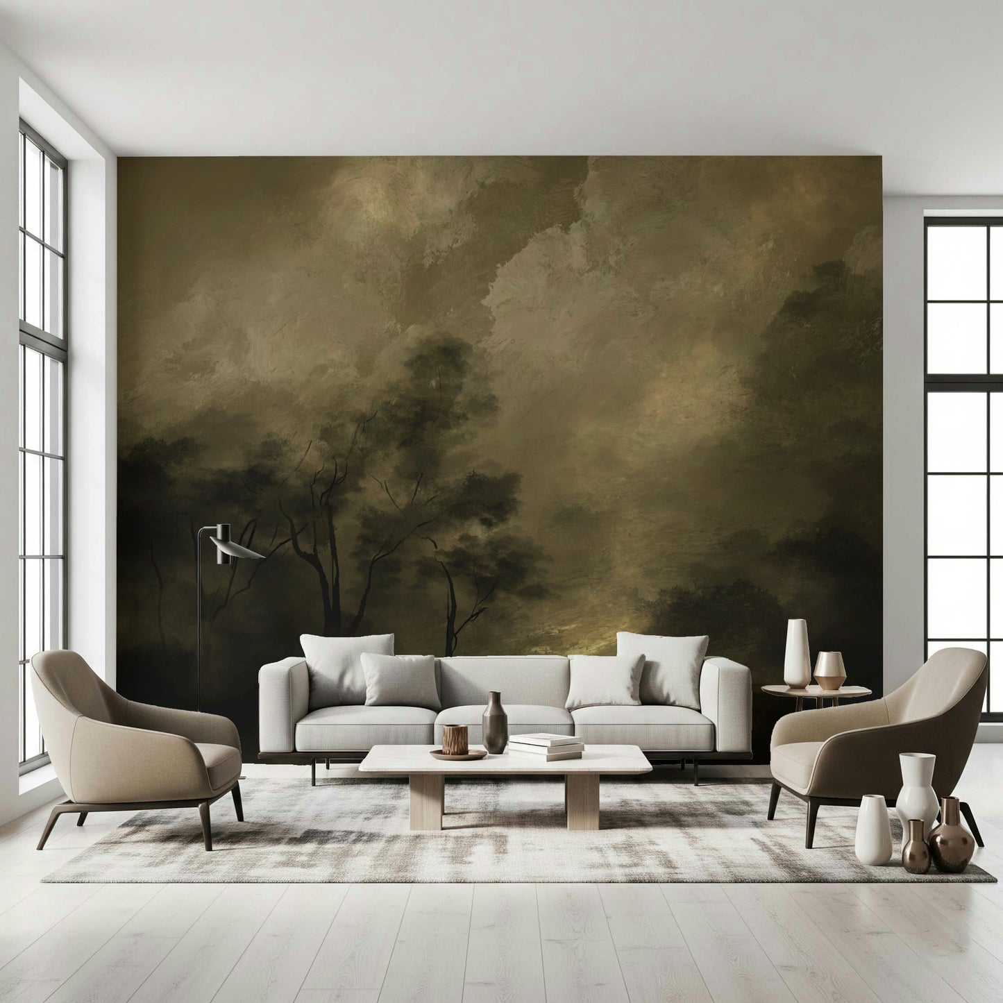 A beautiful modern art wall mural of delicate color.