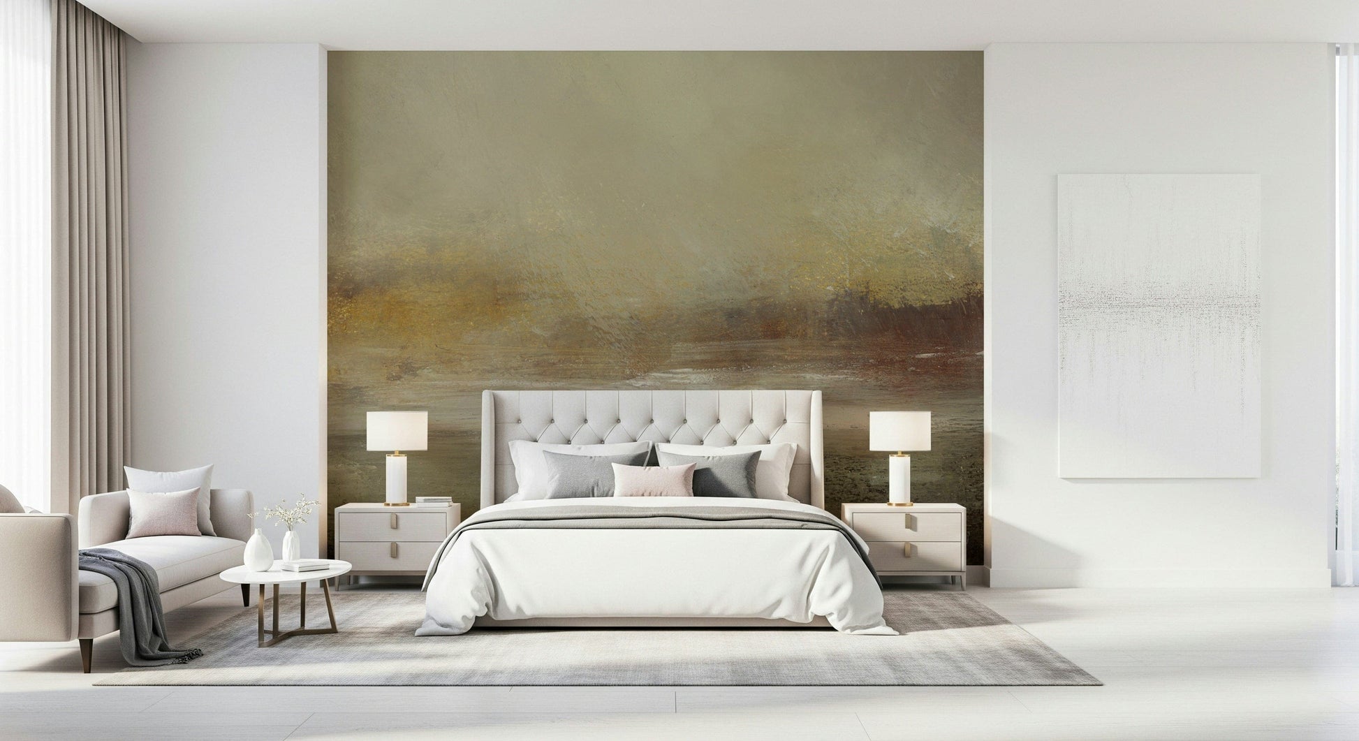 A beautiful modern art wall mural of delicate lines.