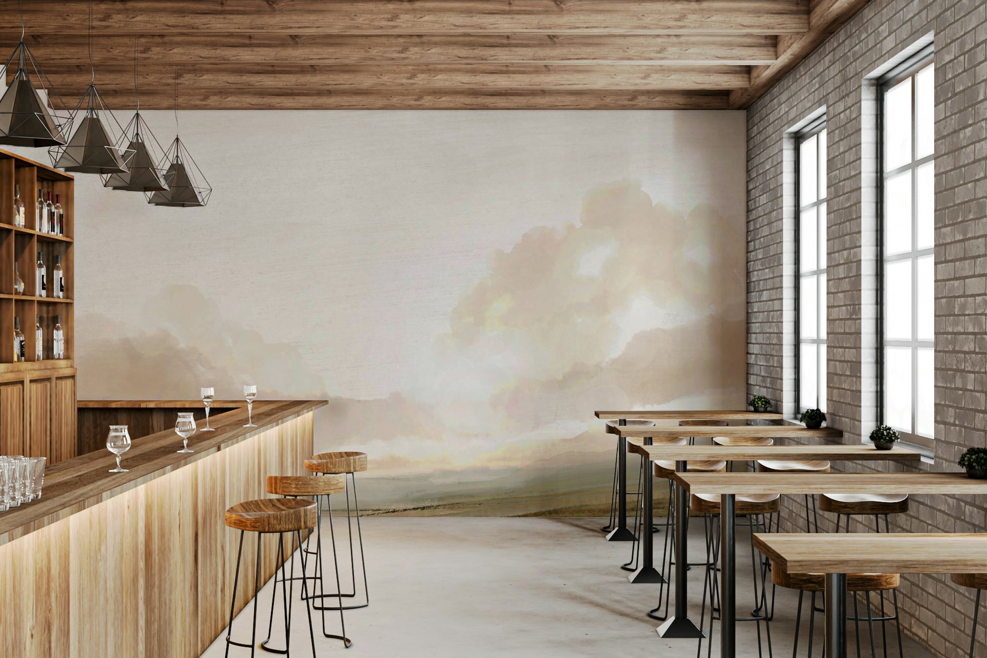 A beautiful serene horizon wallpaper mural for a minimalist home.