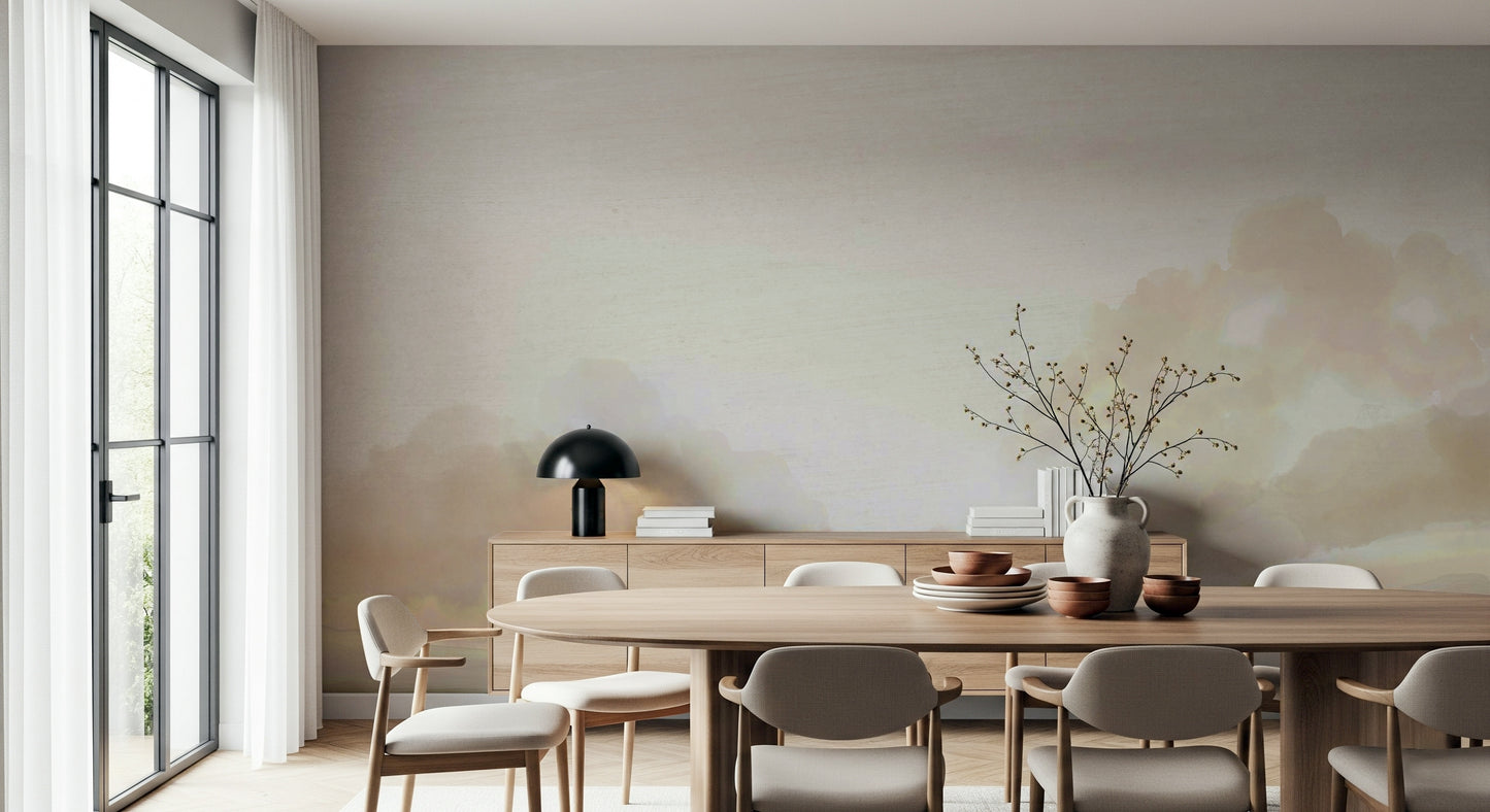 A beautiful modern art wall mural of a gentle horizon line.