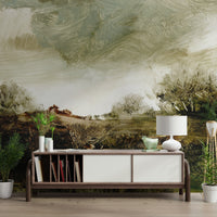 A calming serene view wallpaper mural that defines a space.