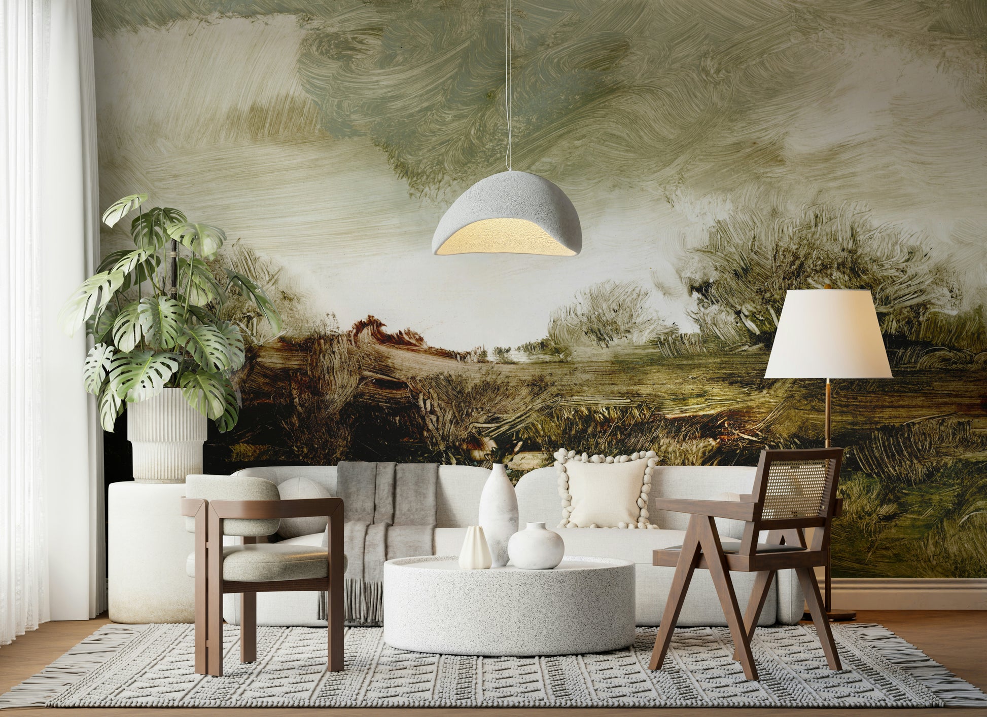 A contemplative gentle vista wallpaper mural for a feature wall.