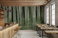 A tranquil woodland whisper wall mural for contemplative decor.