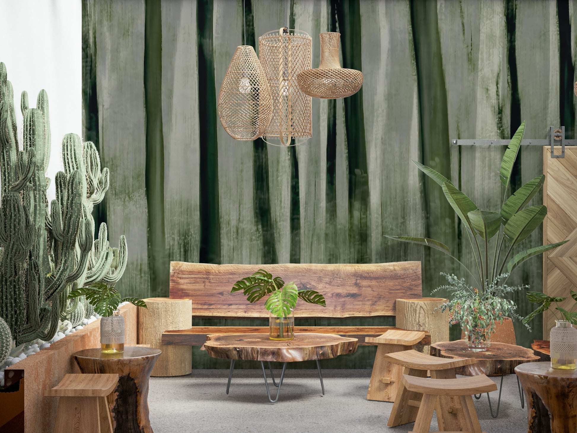 An artistic nature inspired mural for home decor.