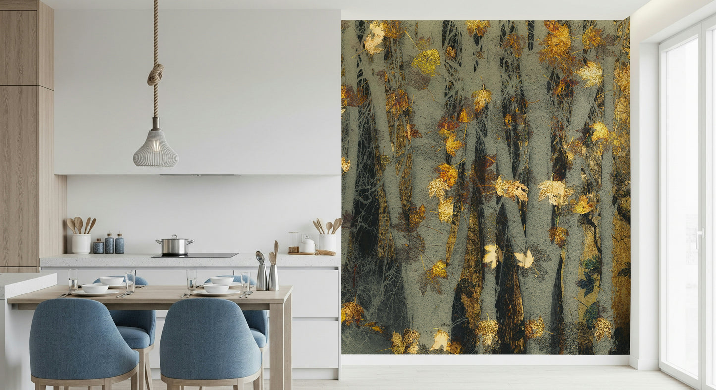 A serene subtle foliage wall mural for your decor.