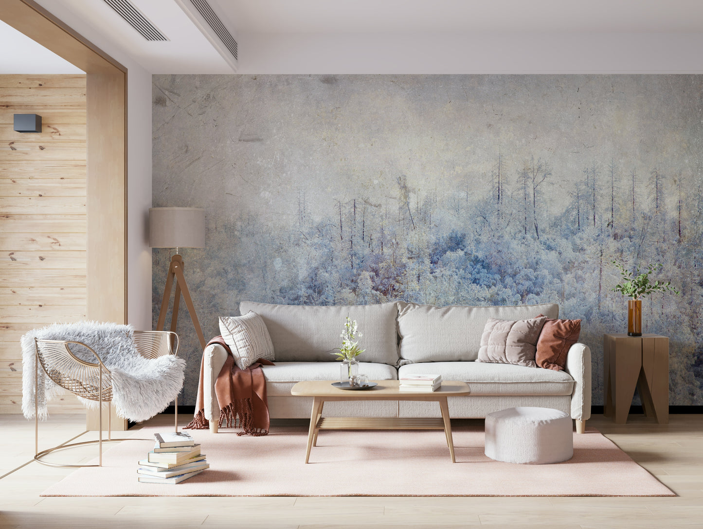 An artistic soft focus landscape mural on scenic wallpaper.