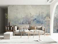 A calming serene forest wallpaper mural that defines a space.