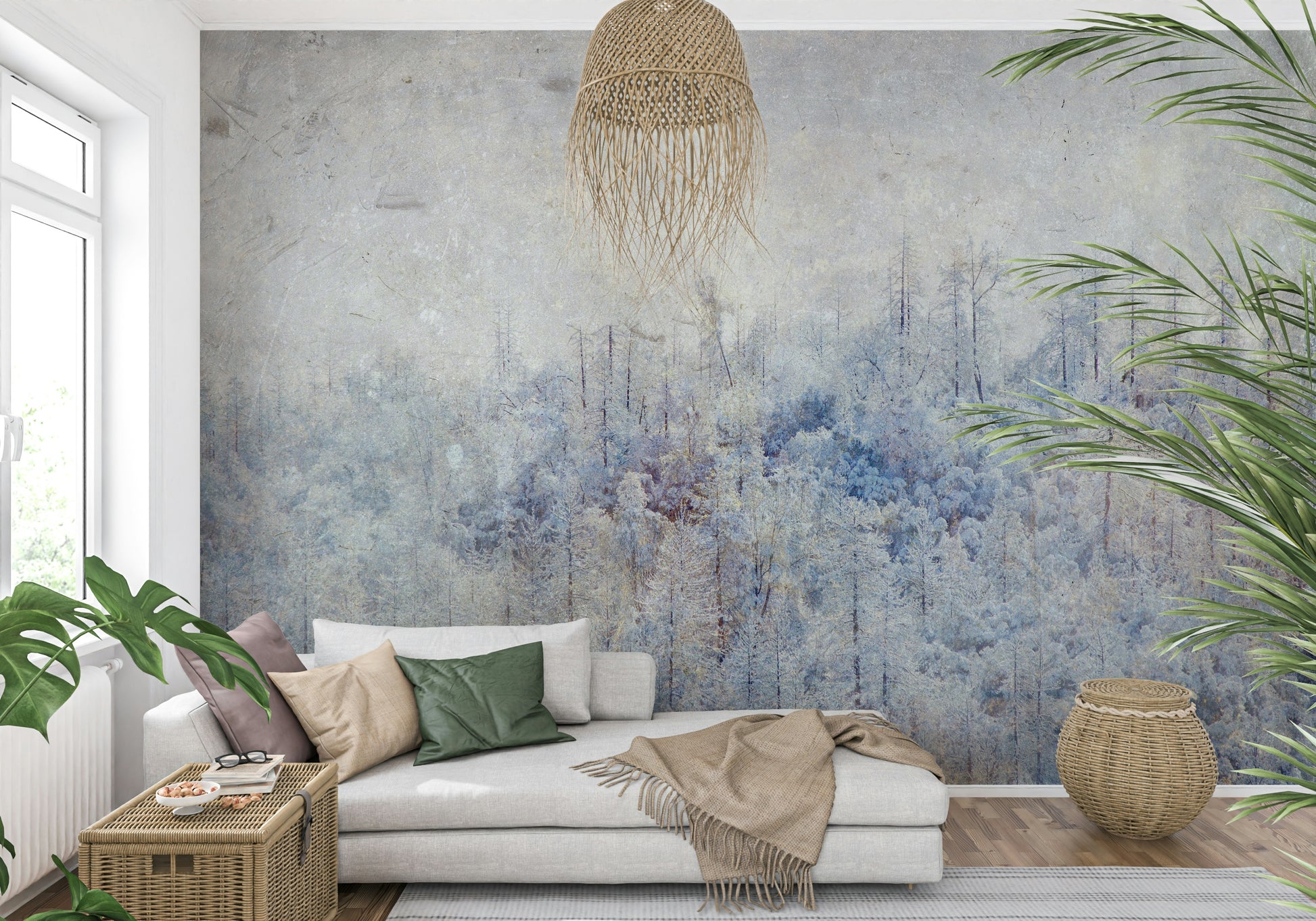 An artistic nature inspired mural for home decor.
