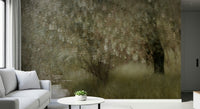 A beautiful modern art wall mural of weeping willow branches.