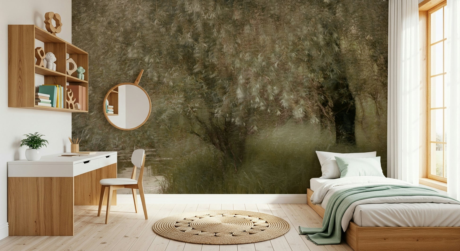 A serene flowing foliage wall mural for your decor.