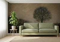 A beautiful wide-angle wall mural of an autumn forest.