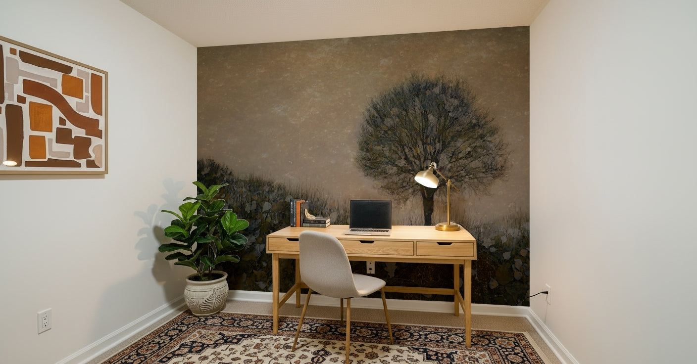 An artistic nature inspired mural for home decor.