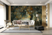 A beautiful ethereal forest wallpaper mural with soft, autumnal haze.