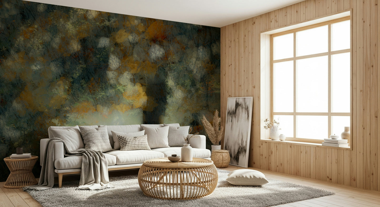 An artistic soft focus landscape mural on scenic wallpaper.