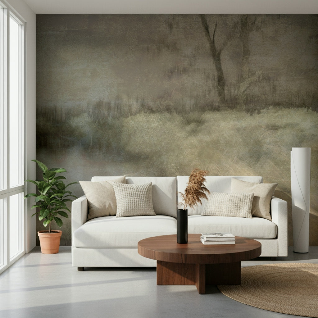A contemplative gentle design wallpaper mural for a feature wall.