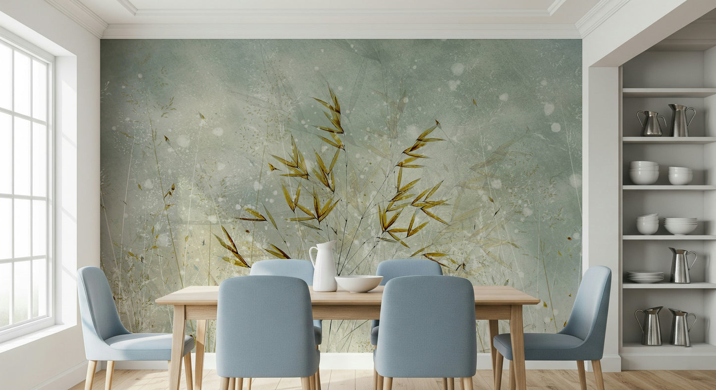 A contemplative gentle grass wallpaper mural for a feature wall.