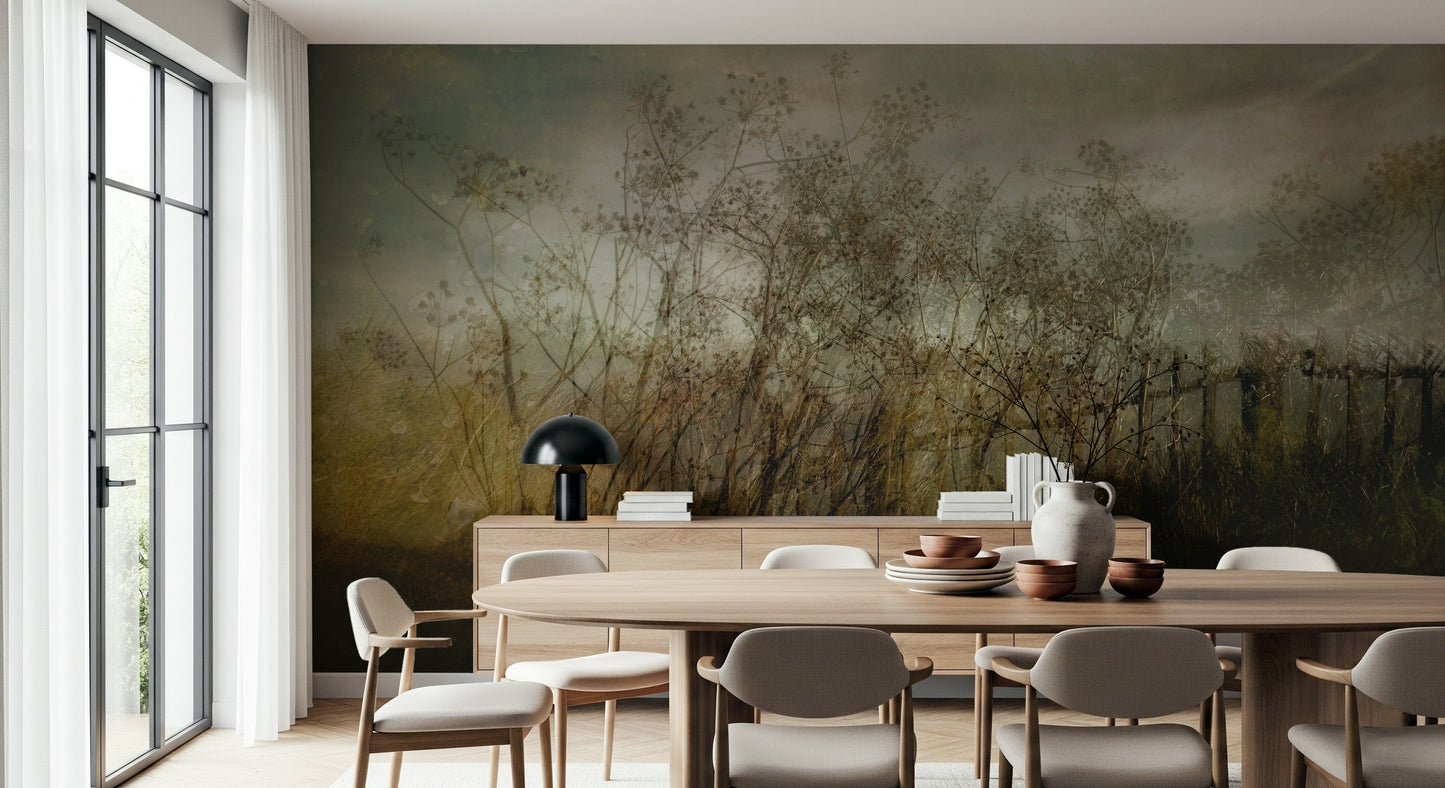 A contemplative gentle design wallpaper mural for a feature wall.