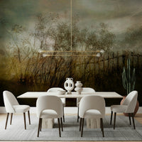 A beautiful modern art wall mural of delicate lines.