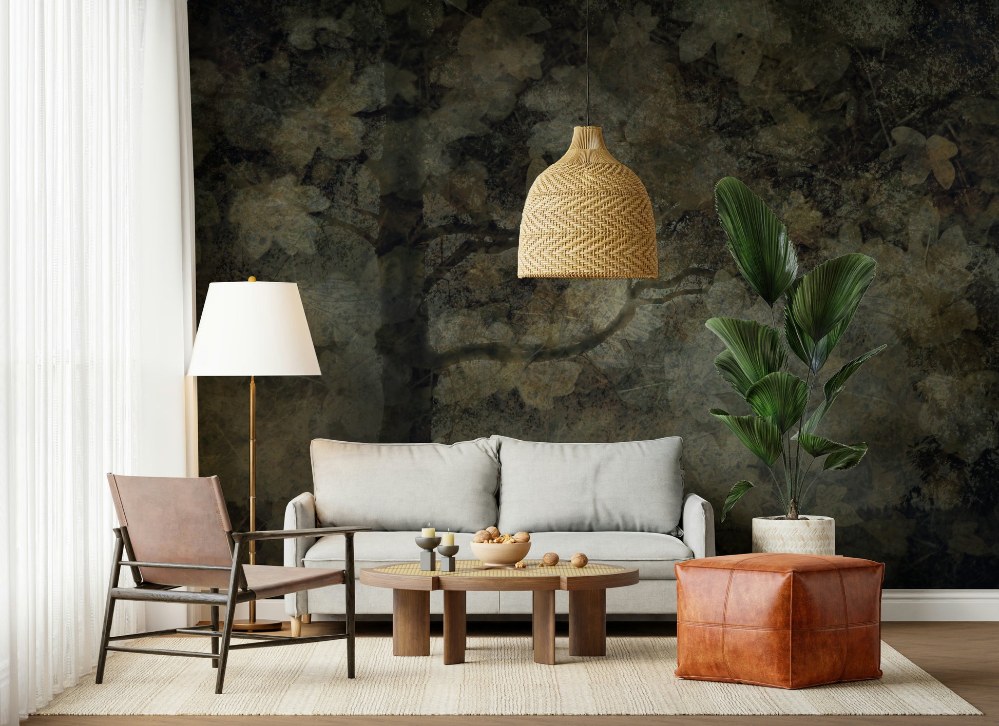 An artistic nature inspired mural for home decor.