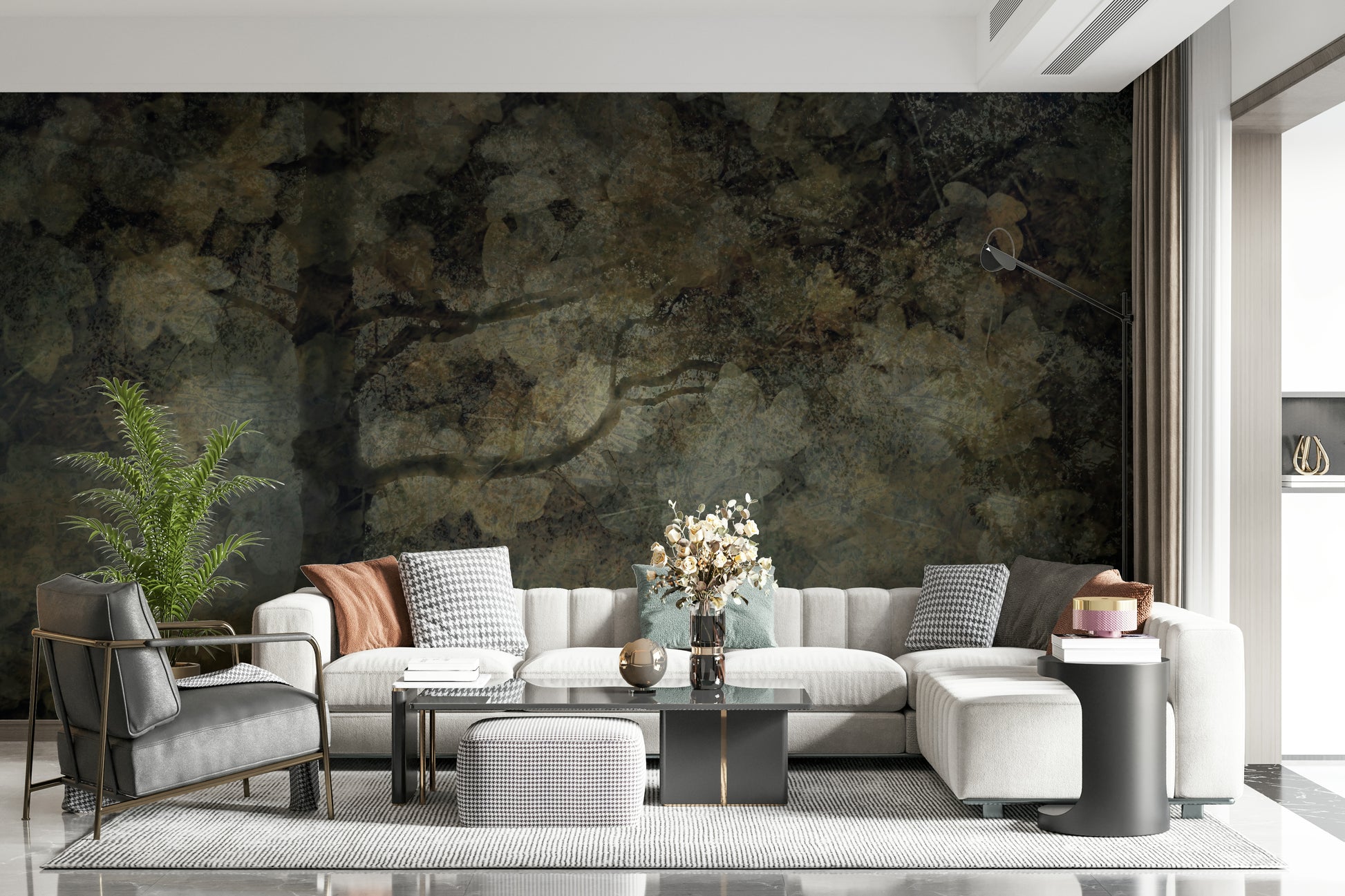A contemplative gentle mist wallpaper mural for a feature wall.