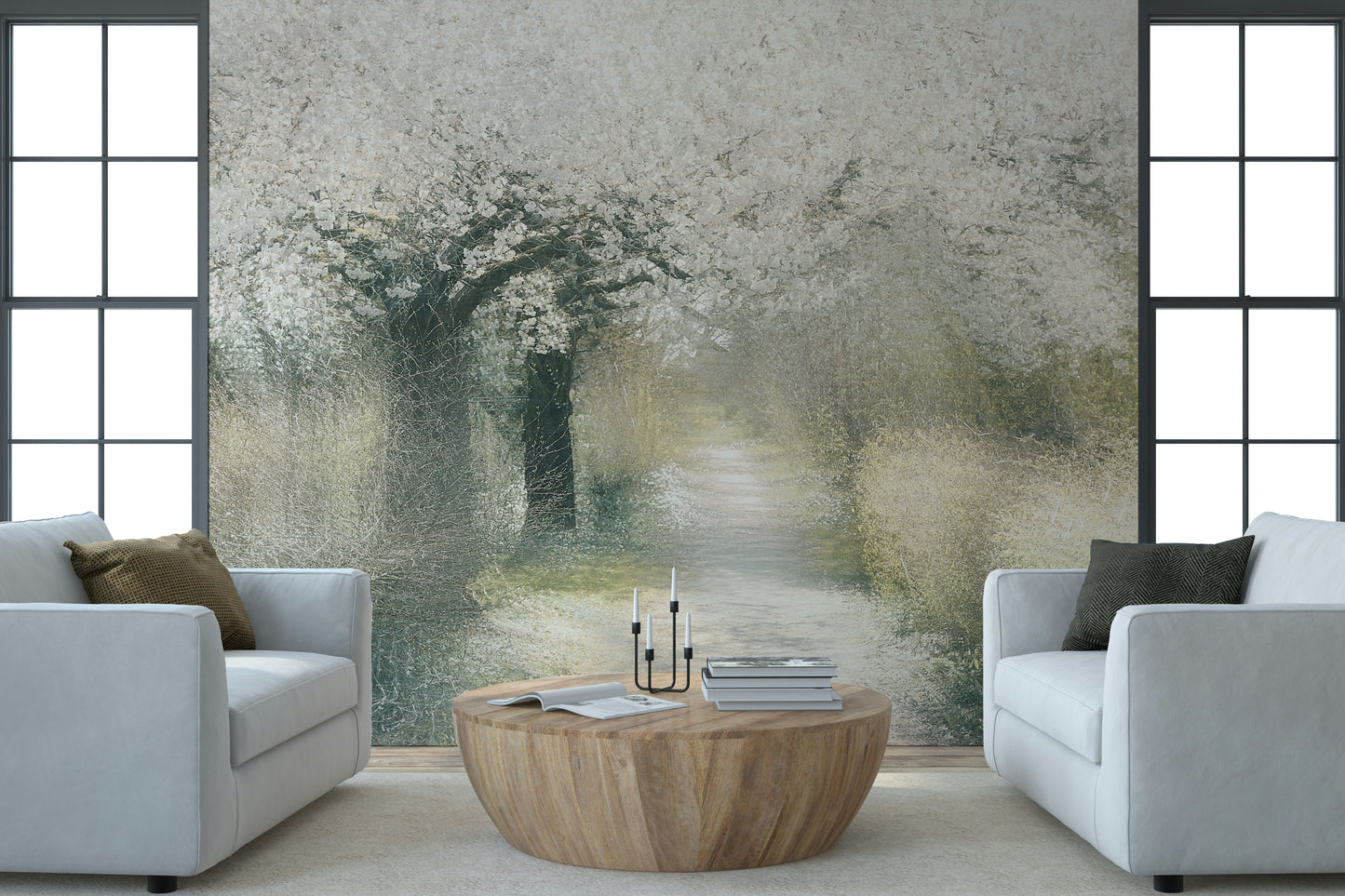 A classic soft floral wallpaper for walls.