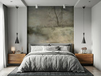 A peaceful open country mural on decorative wallpaper.