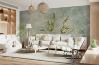 A beautiful subtle abstract wallpaper mural with a wisp or smoke-like texture.