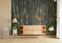 A contemplative misty forest wallpaper mural for a feature wall.