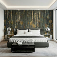 A beautiful autumnal woods wallpaper mural with vibrant fall foliage.
