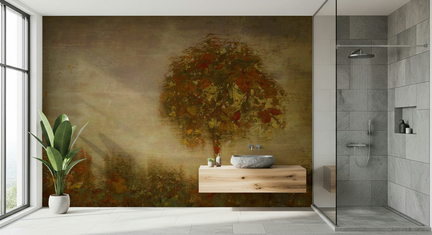 An artistic minimalist form mural for home decor.