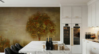 An artistic soft focus mural on minimalist wallpaper.