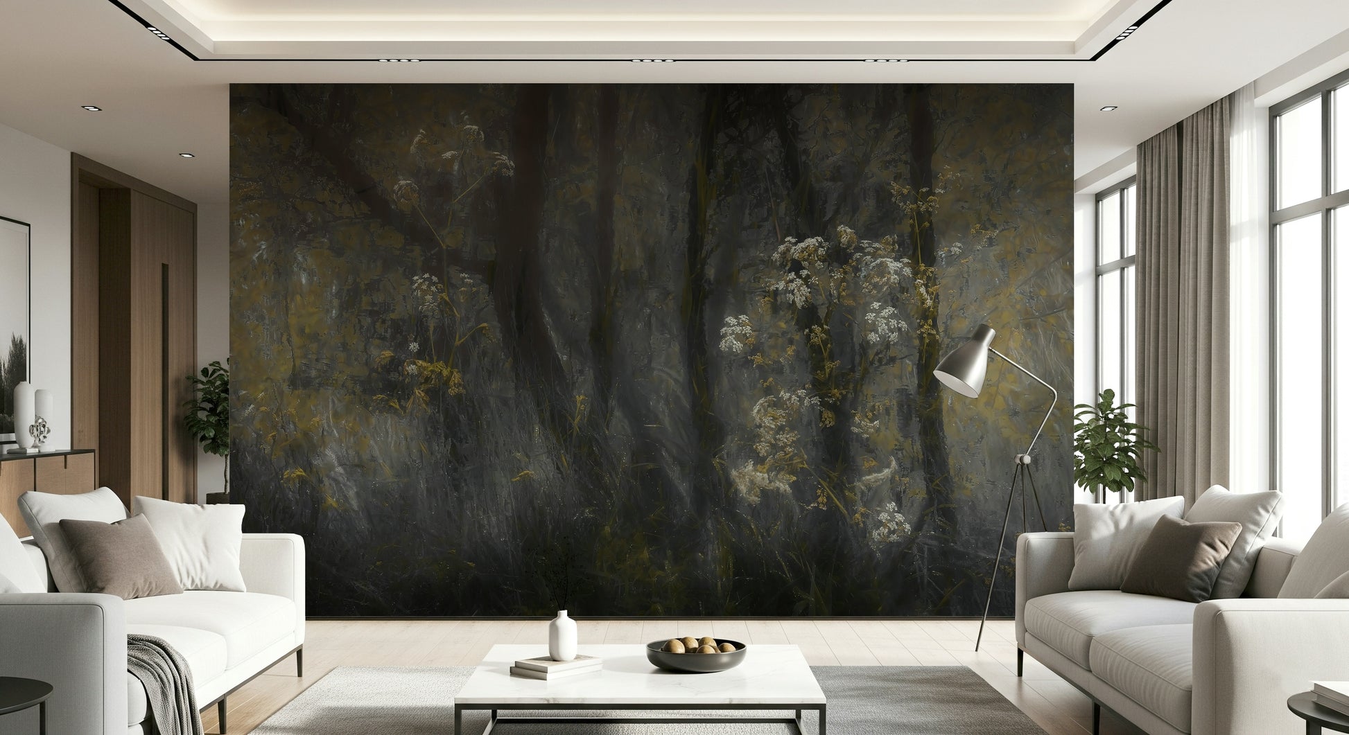 An artistic nature inspired mural for home decor.
