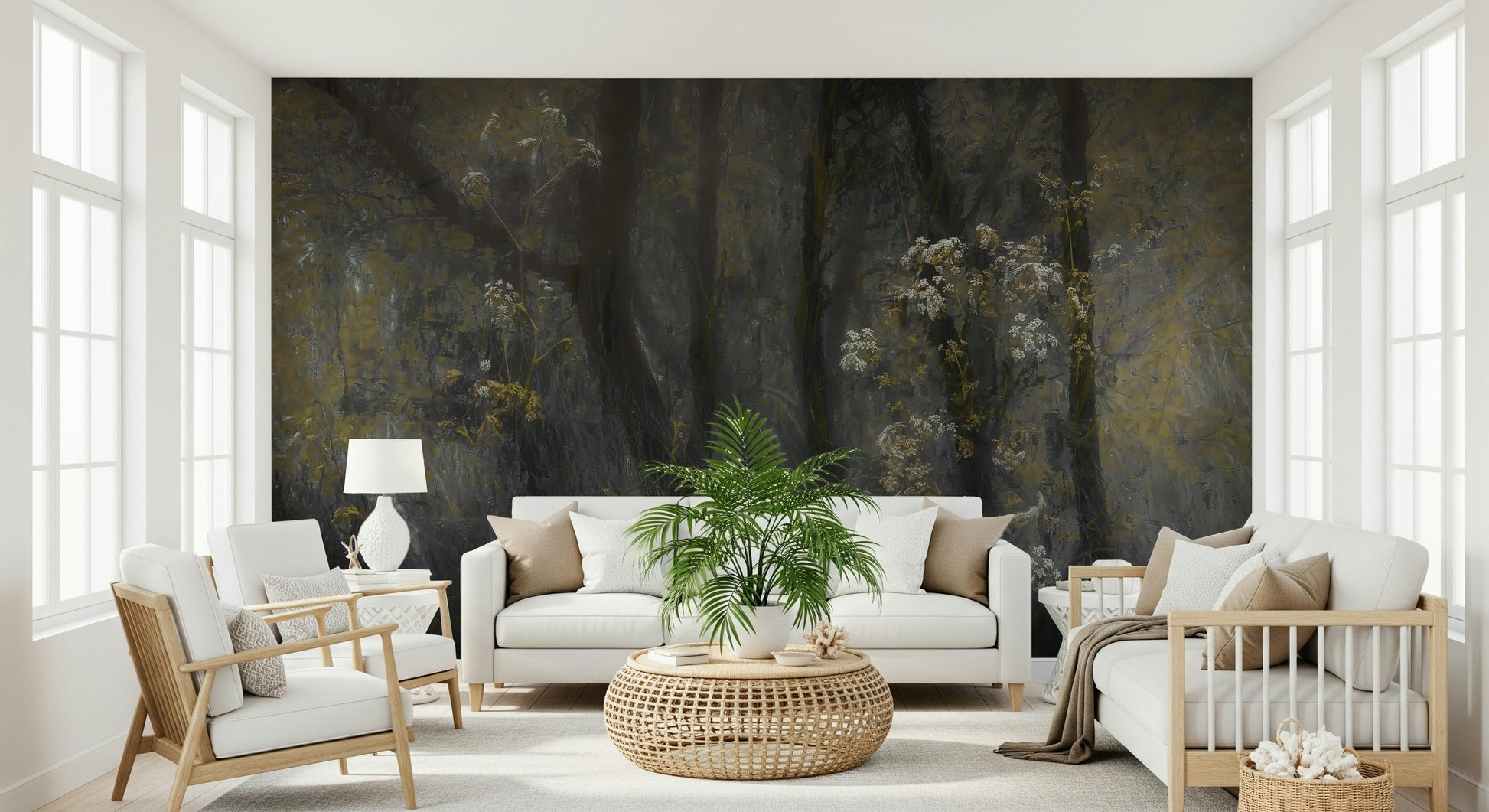 A classic forest theme wallpaper for walls.