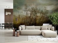 A serene subtle foliage wall mural for moody decor.