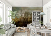 A beautiful modern art wall mural of delicate leaves.