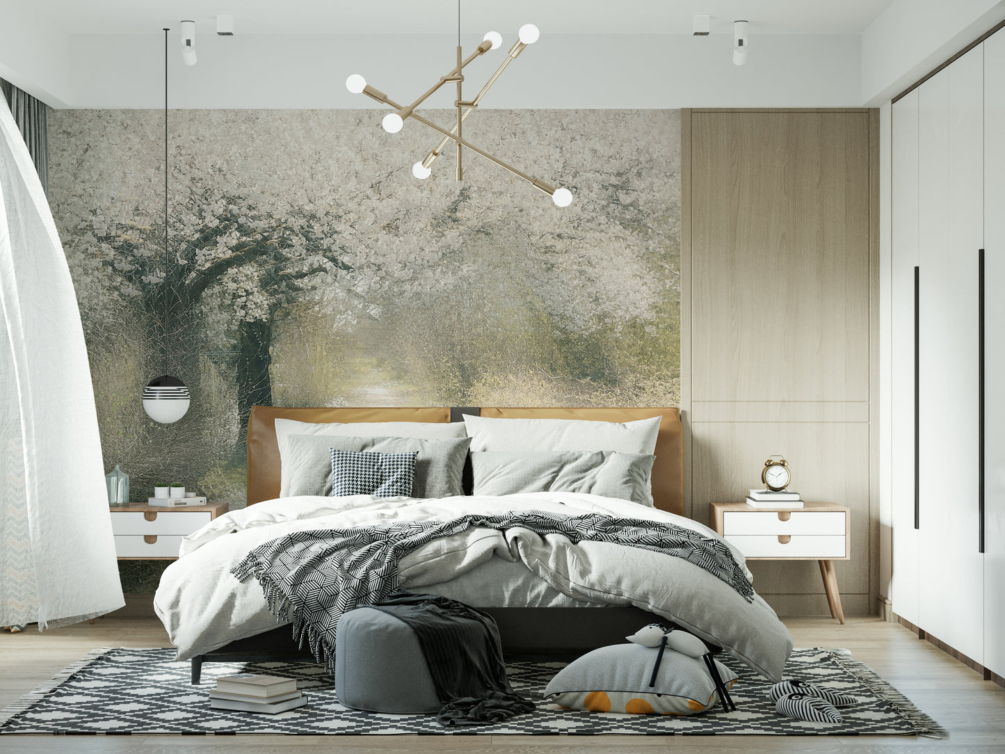 An artistic nature inspired mural for home decor.