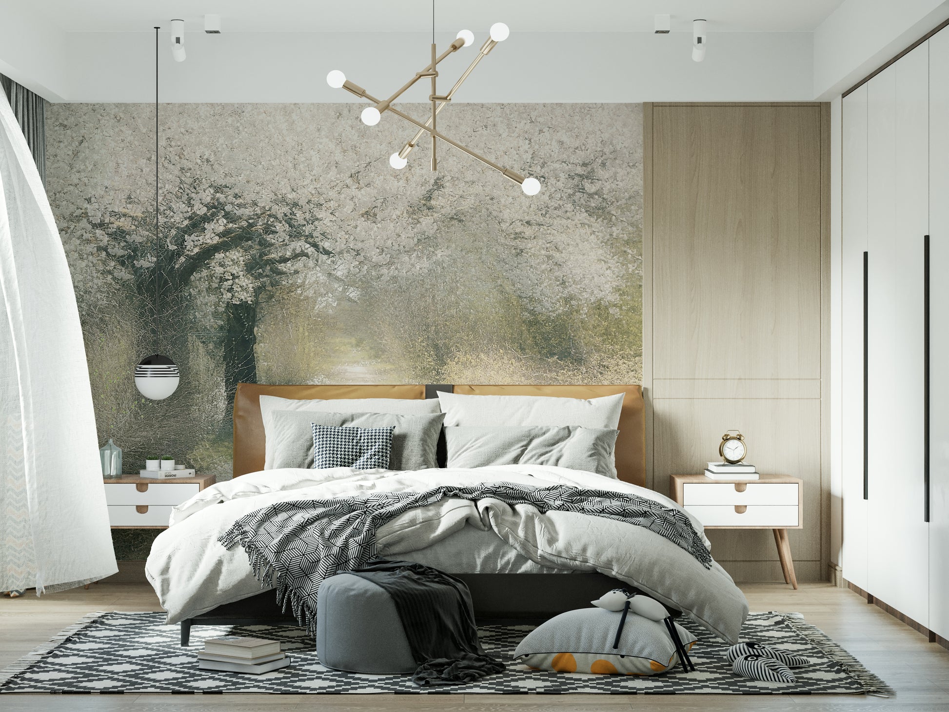 An artistic nature inspired mural for home decor.